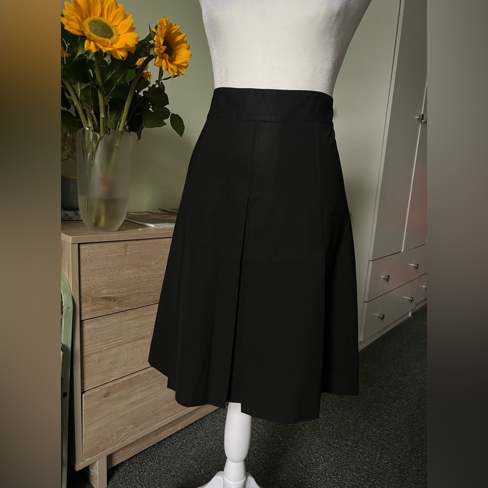 THEORY Lancaster Sevona Stretch Wool Blend Pleated Midi Knee-Length Modest Skirt